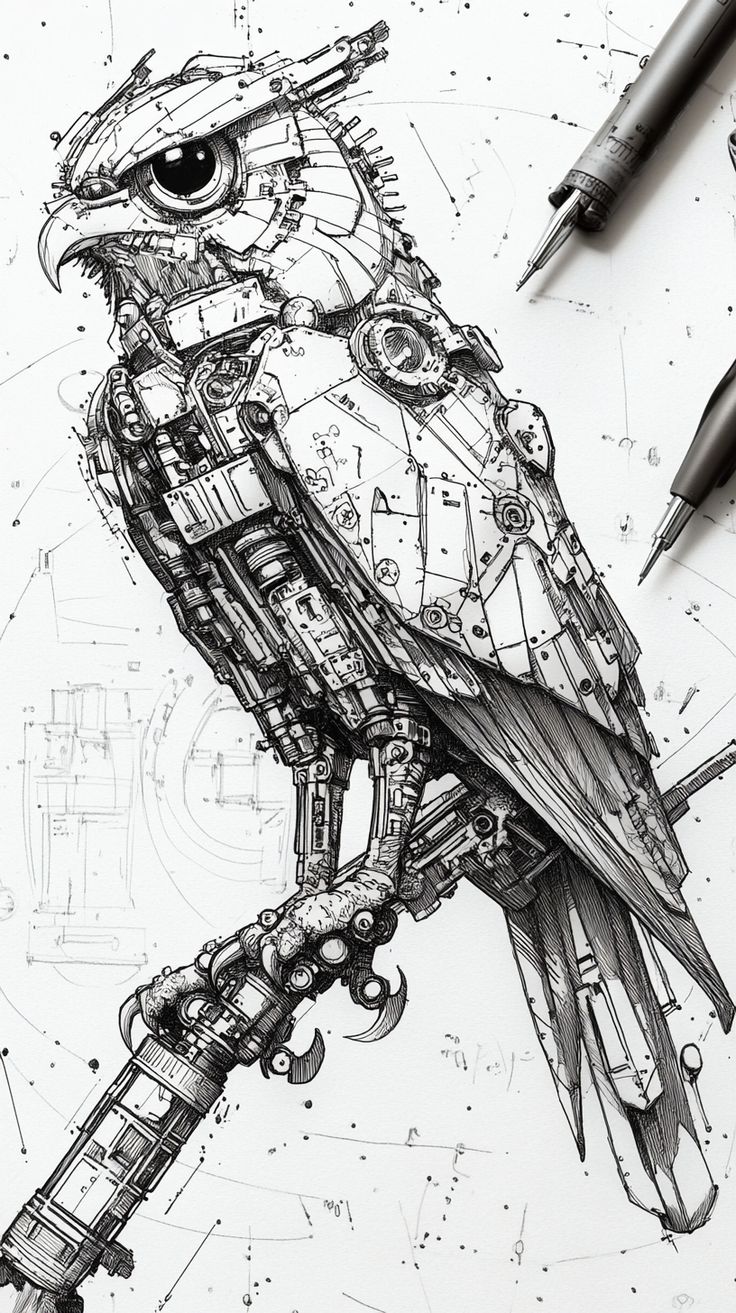 Detailed mechanical eagle reference drawing