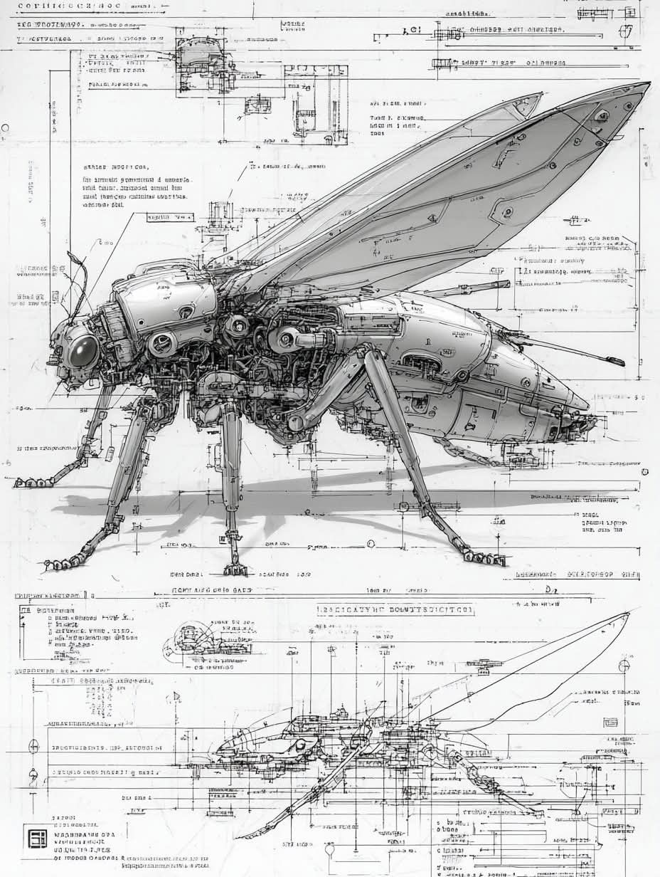 Detailed mechanical fly reference drawing