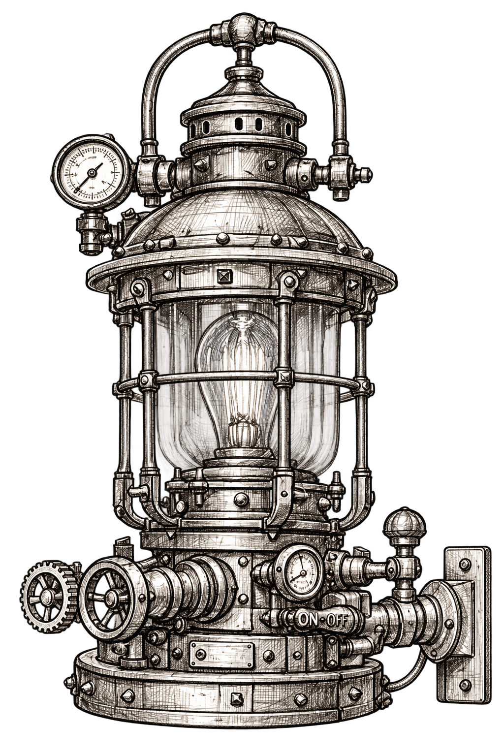 Detailed mechanical lamp reference drawing
