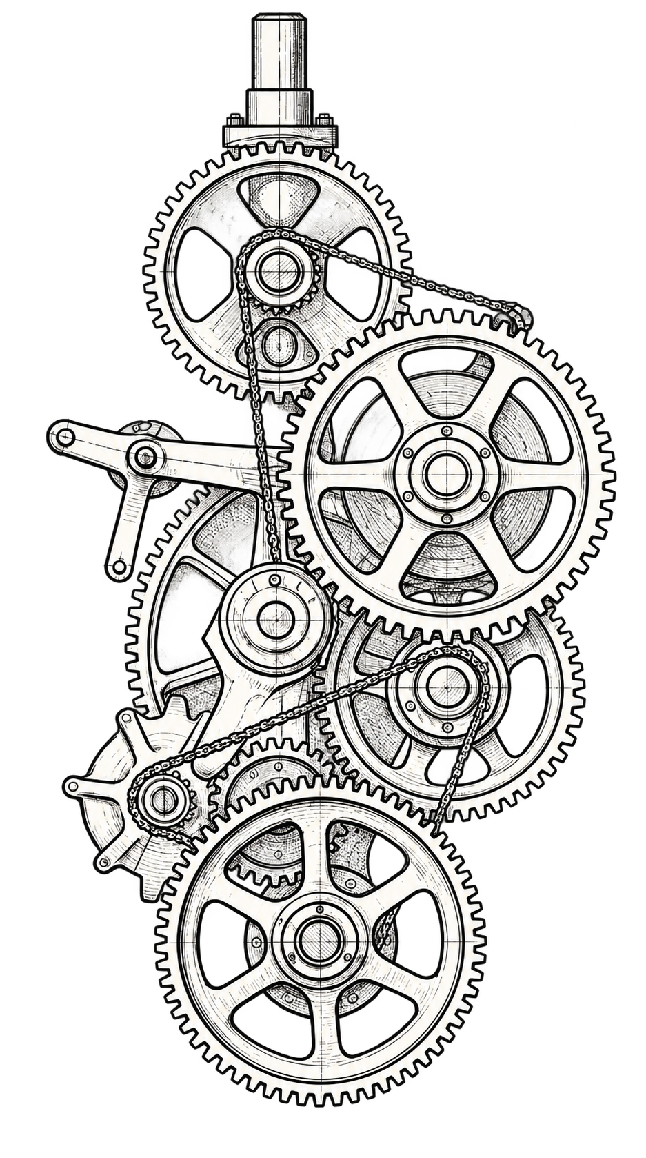 Detailed mechanical transmission reference drawing